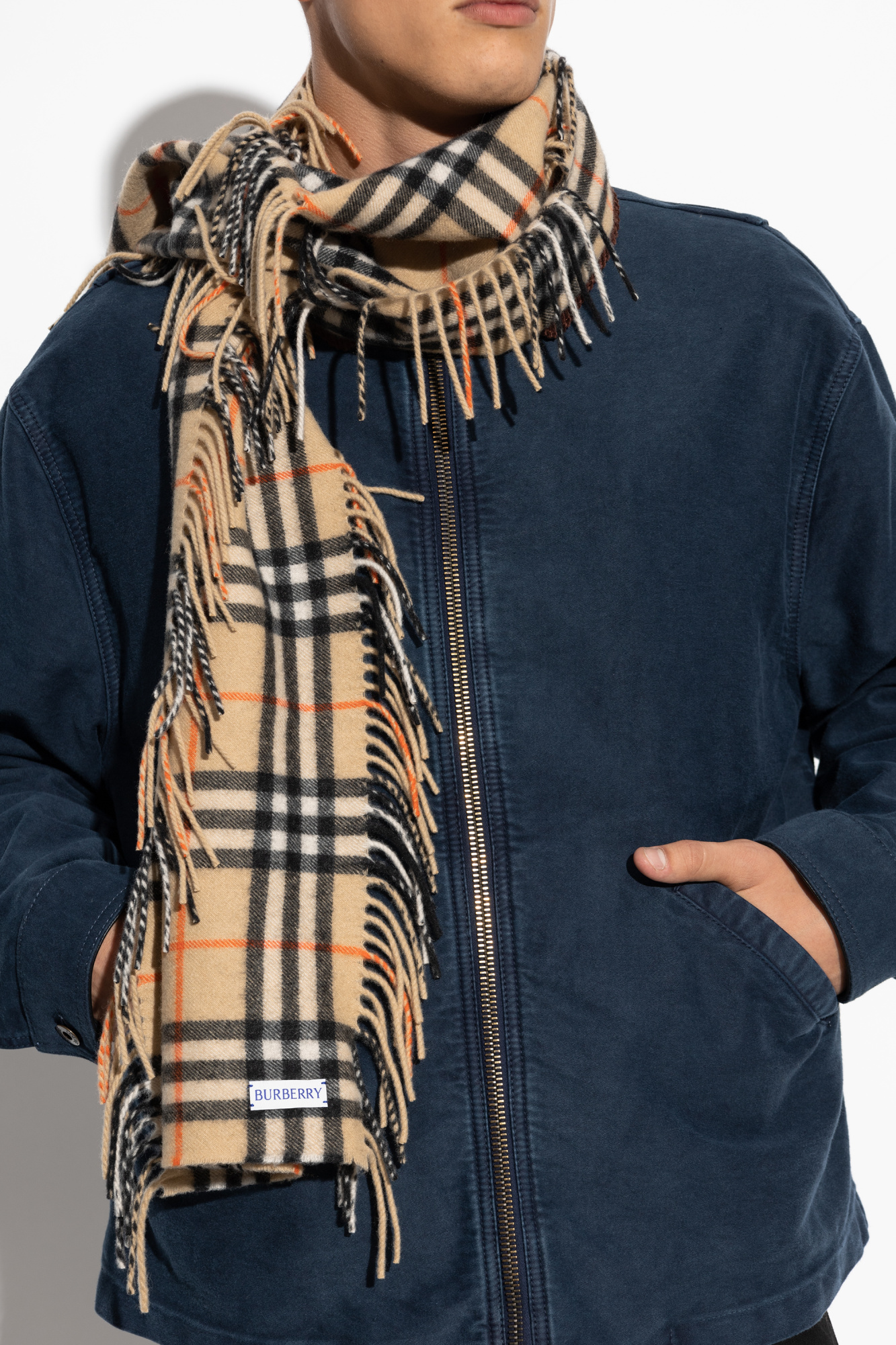 The Burberry Trench is the SchaferandweinerShops Libya Beige Cashmere scarf Burberry